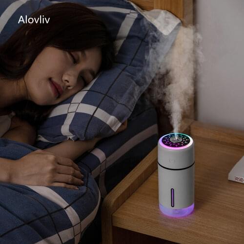 320ml Aurora Wireless Humidifier Ultrasonic USB Car Mist Maker with 800mah Battery LED Night Lamps Mini Office Air Purifier