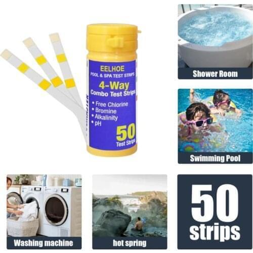 50Pcs Multipurpose Chlorine PH Test Strips Swimming Pool Test PH Tester 3-In-1 Swimming Pool Cleaner Accessories