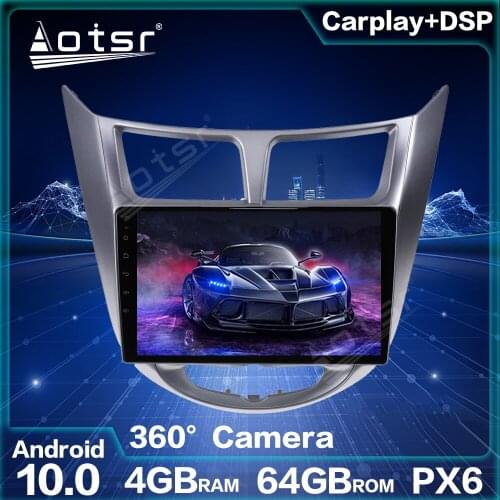 Android 10.0 4G+64GB DSP Car Radio Screen For Hyundai solaris 2010-2016 Car Multimedia Car GPS Navigation Auto Stereo Head Unit