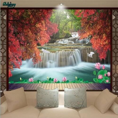 Beibehang Large - scale custom wallpaper Chinese - style maple leaf landscape wall decoration painting