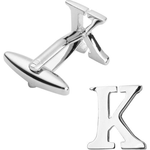 Free delivery, high quality copper material cuff links, brand new fashionable silvery K letter cuff links, mens wedding gifts