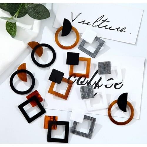 Big Square Statement Acetate Earrings Bohemian Geometric Hanging Drop Dangle Earrings Female Polygonal Acrylic Resin Brincos