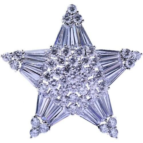 Fashion Classic AAA CUbic Zirconia Sparkling Star Brooch Pendant For Women High Quality Metal Lapel Pins Jewelry Wholesale
