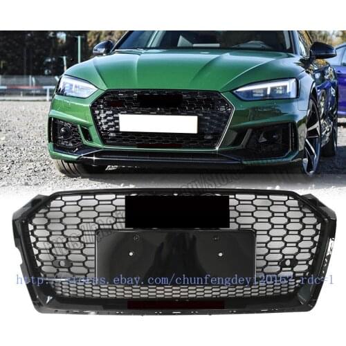 For Audi A5 S5 S-Line 2017 17 2018 18 2019 19 2020 20 RS5 Style Grill Grille Black Trim Chrome Rings