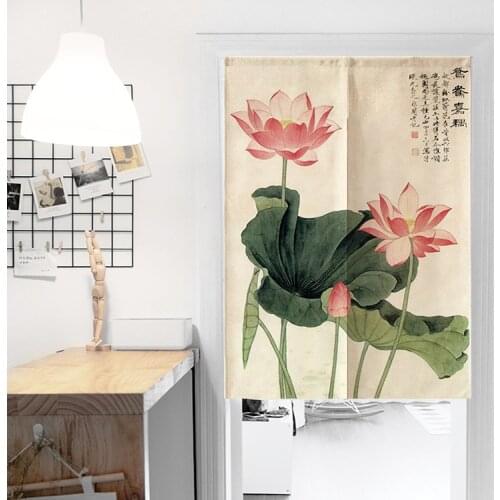 The Traditional Chinese Style Feng Shui Door Curtain Japanese Noren Lotus Door Curtain Bedroom Door Curtain