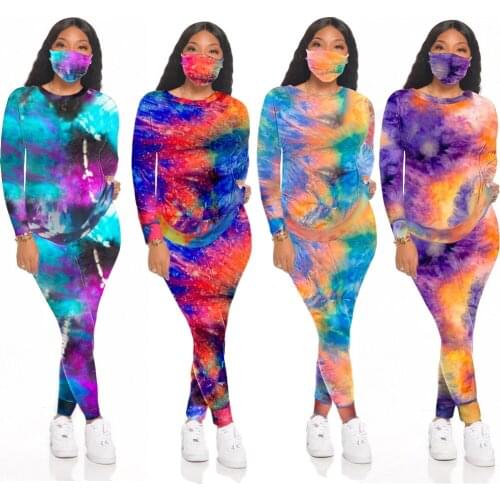 European and American sexy womens fashion tie-dye personality casual home wear two-piece trousers sports suit