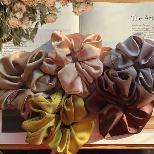 French Silk Textured Satin Satin Multi-Colored Korean 6CM Wide Large Intestine Hair Ring Headpiece