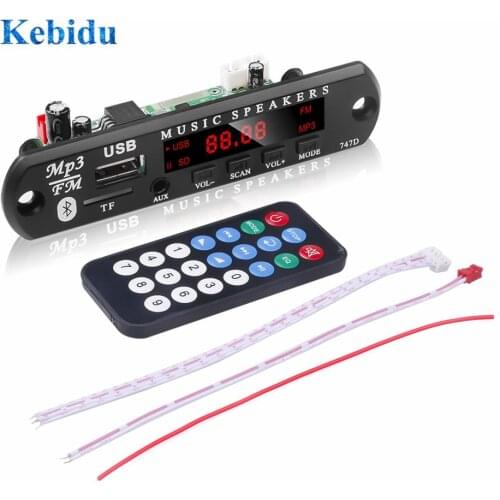 KEBIDU 2*3W Amplifier Bluetooth 5.0 Car MP3 Player Decoder Board FM Radio Module Support TF FM USB AUX Handsfree Call Record