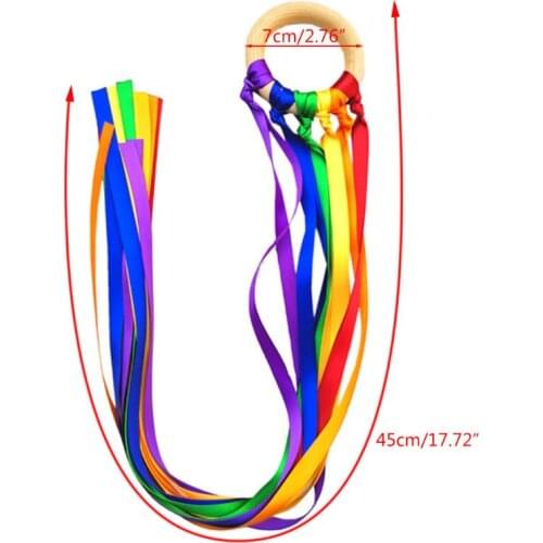 Rainbow Natural Wooden Ring Waldorf Toys Baby Teether Montessori Sensory Toys M89C