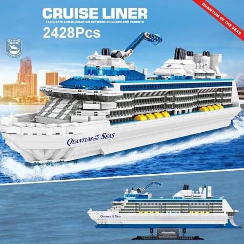 City Street View Luxury Cruise Liner Ship Model Building Blocks Assembly Sailing Boat Bricks Educational Toys Kids Adult Gifts