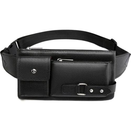 2021 New Waist Bag Men Leather Fanny Pack Chest Bag Male Casual Belt Bags Sling Crossbody Bum Bag Belly Waist Packs