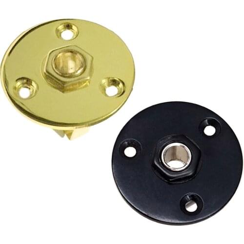 Tooyful Round Jack Plate Socket Connector 1/4' 6.35mm for Electric Bass Guitar Black