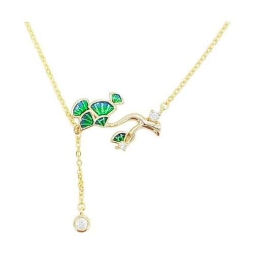 Real 925 Sterling Silver Handmade Fine Jewelry Enamel Pine Plant Pendant With Necklace Women Gift