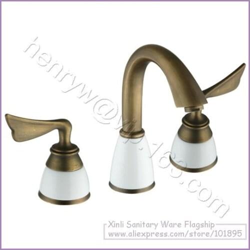 L15058 - Luxury Deck Mounted Bronze Color Brass Material Hot & Cold Water of Double Handle Basin Faucet
