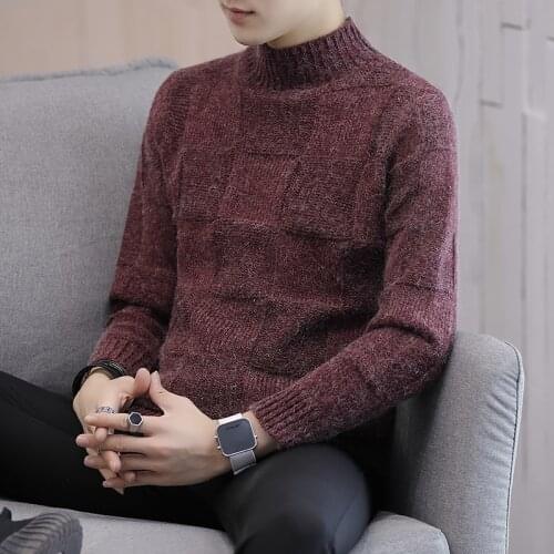 Mens half turtleneck sweater autumn and winter new thick loose sweater mens Korean style trend personality sweater