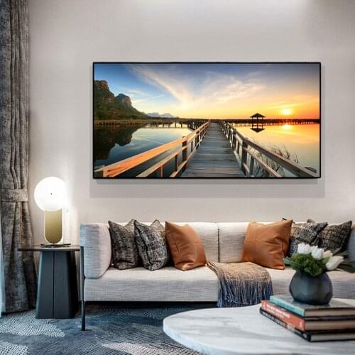Sunset Lake Natural Landscape Poster Canvas Print Painting Wall Art Poster Room Decor Aesthetic Living Room Home Decor Picture