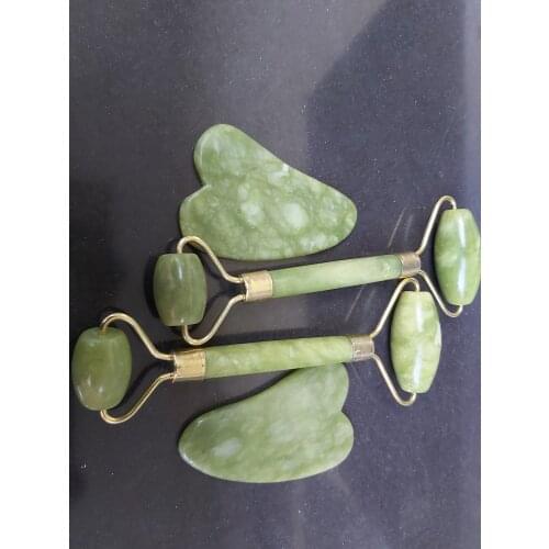 4pieces (2+2) Facial care Stimulate Jade Roller Beauty massager Skin neck Care Acupuncture guasha Wrinkle Detox Crystal Roller