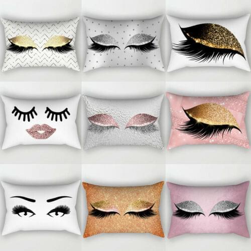 New Creative Pillow Cases Sequin Eyelash Printed Cushion Glitter Waist Cover Throw Home Hot