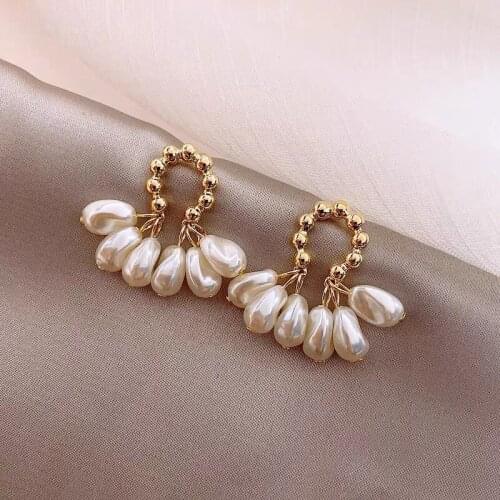 New arrival imitation pearl string tassel earrings fashion jewelry vacation summer gifts exaggerated Korean earrings for women