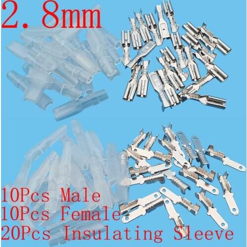 40Pcs 2.8mm Male Female Crimp Terminals Spade Connector with Insulating Sleeve Electrical Wire Connector