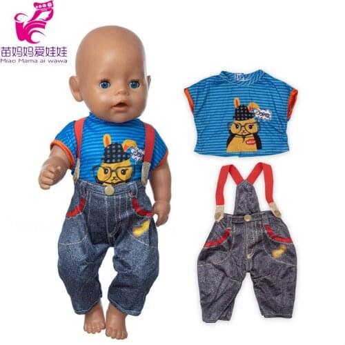 Baby Dolls Clothes 40cm Jeans Pants Shirt for Boy Doll Clothes Toys Outfits