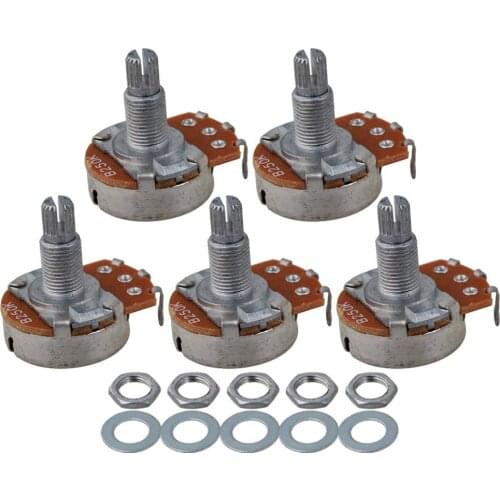 Full Size B250K Pot Split Shaft Potentiometer for Guitar Bass Pack of 5