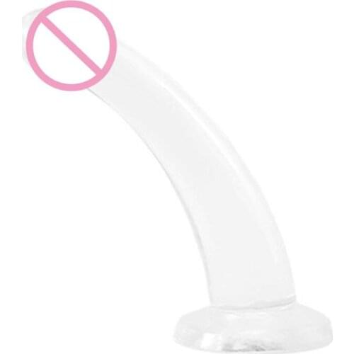 50LF Transparent Dildo Butt Plug with Suction Cup Masturbating Adult Sex Toy for Lesbian Women Couples