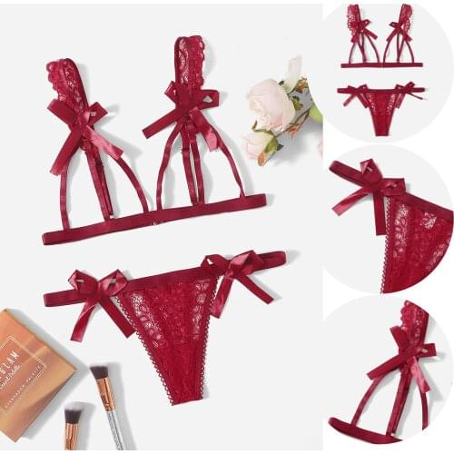 Sexy Lingerie Women Cut Out Bra Brief Sets Erotic Lingerie Sexy Underwear Set Embroidery Sexy Women Panty Sensual Lingerie Woman