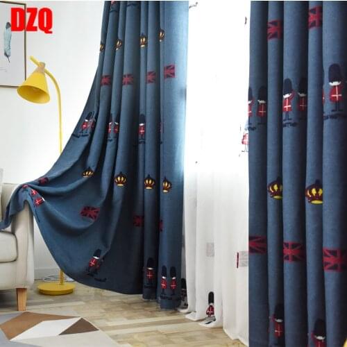 Mediterranean Embroidered Curtains for Living Room Children Curtains Boys Curtains Soldiers Blackout Curtains for Bedroom