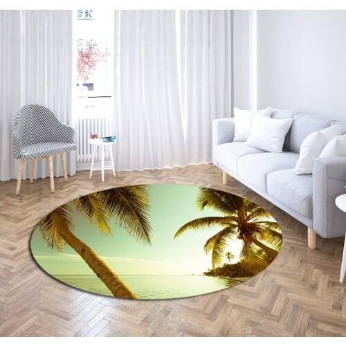 Tropical Beach Round Carpet 3d Print Polyester Area Rugs Floor Mat Entrance Doormat Office Coffee Anti Slip Rugs Kitchen Mats