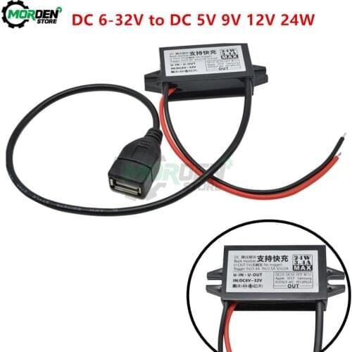 Waterproof DC/DC Converter DC 6-32V to 5V 9V 12V 24W Fast Charging Power Supply Module Support QC2.0/3.0 Protocol for Car