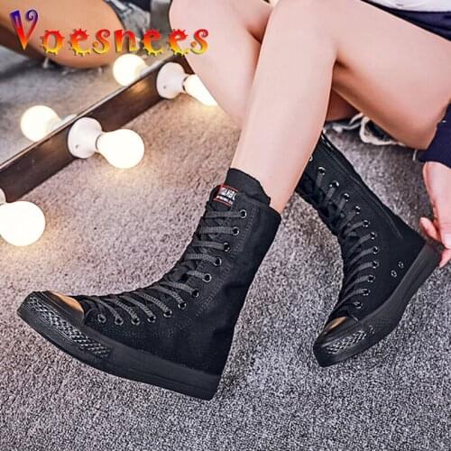 Fashion Grils Canvas Shoes Boots Women Canvas Shoes Superstar High Top Slip On Flat Shoes Casual Shoes Female Zipper Boots Flat