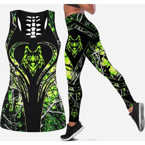 3D Digital Printed Wolf Head Love Hollow Tanktop Women Sexy Vest Girls Fashion Tank tops Clothes ropa mujer Oversized Drop ship