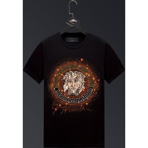 2021 Character Rhinestones T Shirts Men Brand Fashion Man Streetwear Modal Cotton O Neck Slim Short Sleeve Tshirts Plus Size 6XL