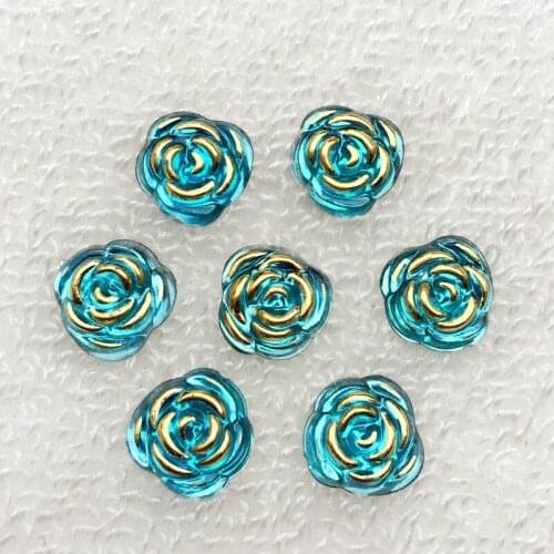 40pcs 15mm Rose flowers flatback Acrylic rhinestone applique stones crystals For Crafts Clothing Decoration DIY -A405