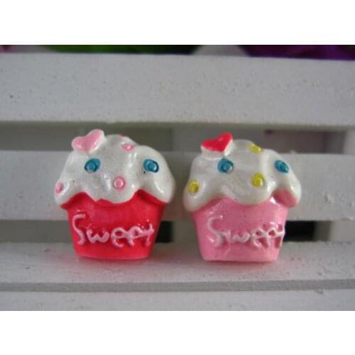 50pcs/lot DIY resin cabochons accessories flat back resin foods sweet cake about 15mm