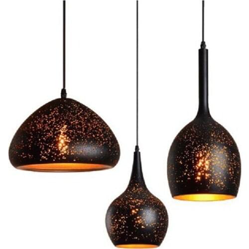 American Country Retro Industrial Style Iron Art Pendant Light Single Head Hollow Light Restaurant Bedroom LED Pendant Lights