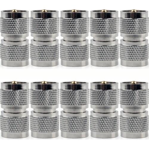 Artudatech 10Pcs Adapter PL-259 UHF Plug Male To UHF Male RF Straight M/M Connector Accessories Parts