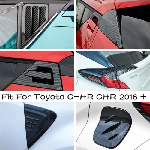 Carbon Fiber Look Side Window Scoop Louver Shutter / Rear Door Handle / Fuel Tank Cap Cover Trim For Toyota C-HR CHR 2016 - 2021