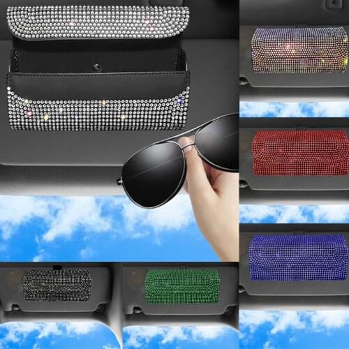 Car Crystal Glasses Case Sunglasses Storage Box Auto Interior Accessories Glasses Holder Sun Visor Automobiles