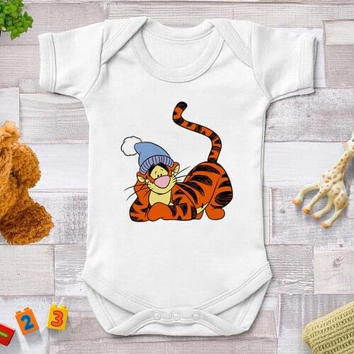 Baby Rompers Infant Gilrs Boys Tigger Printed Disney Cartoon Newborn Clothes Short Sleeve White Newborn Bodysuits Baby Clothes