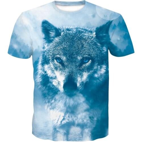 Summer 3d Printed Wolf T Shirt Men Streetwear Round Neck Short Sleeve harajuku anime Tees Tops Funny Animal Tshirt cool tshirt