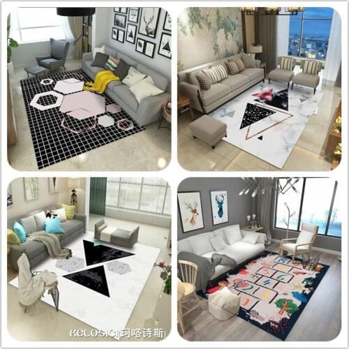 Hot Sale Nordic Style Geometric Marble Design Large Carpets for Living Room Coffee Table Floor Mat Bedroom Yoga Soft Area Rugs