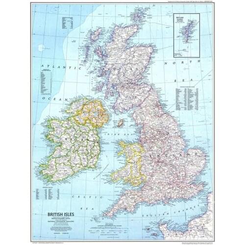 Great Britain GB Map Art print Silk poster Home Wall Decor