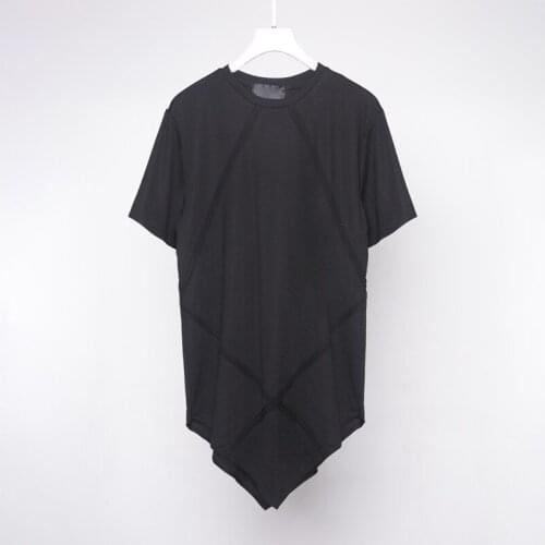 Personality splicing Korean version dark design slim short-sleeved t-shirt men and women fashion fashion fashion brand undershir