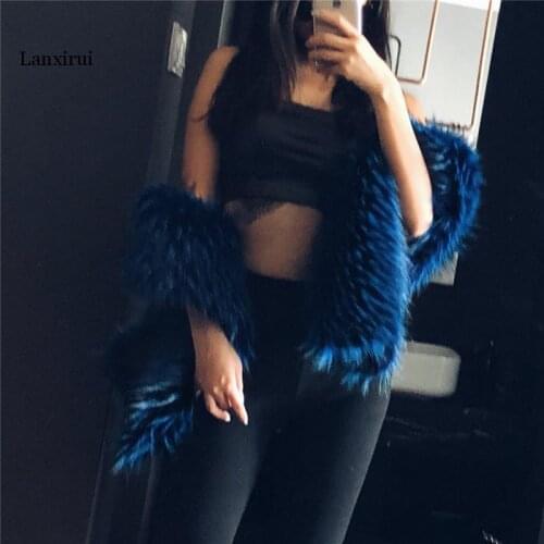 Lanxirui Winter Faux Fur Collar Coat Women Scarf Warm Hairy Soft Shawl Hood Fur Decor For Jackets Multi Color Female Fur Scarves