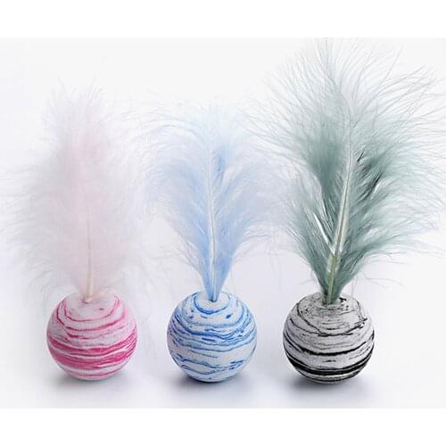 Fashion Cat Toy Star Balls Plus Feather High Quality EVA Material Light Foam Ball Throwing Funny Interactive Plush Toy Supplies