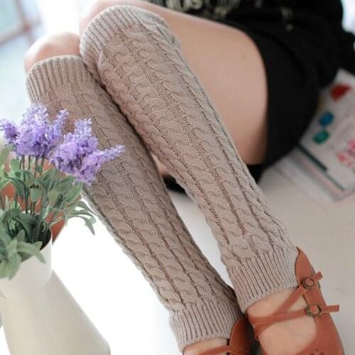 JAYCOST Fashion Women Winter Socks socks girls stockings cute Warm Leg Warmers Knitted Crochet Long Socks LGrey