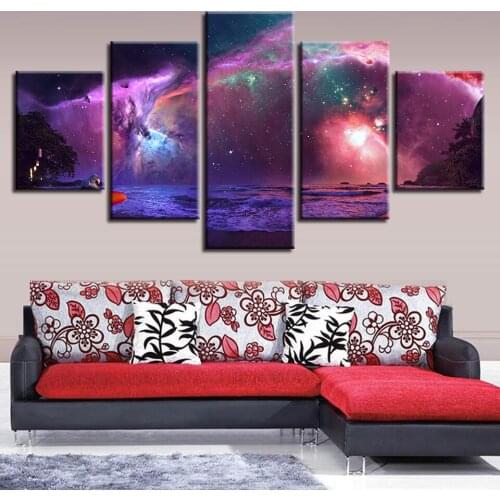 Sea starry sky scenery Wall Art 5 Pieces diy diamond Paintings Full puzzle mosaic diamond embroidery rhinestone WW291