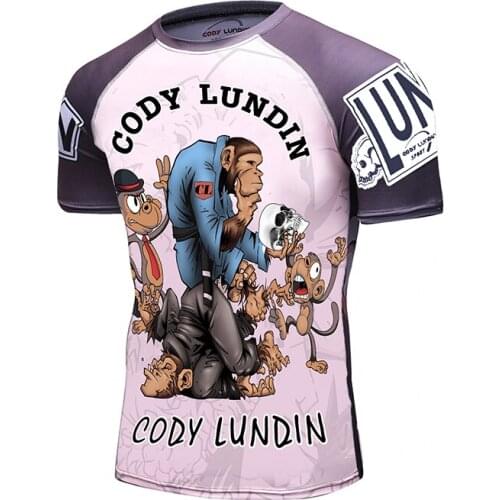 Men Muay Thai Rashguard Summer New Design Digital Printing Breathable Running Short Sleeve Sports Tshirt